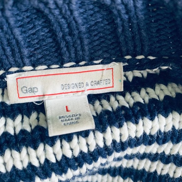 GAP long white and navy knit cardigan size L - Picture 8 of 10